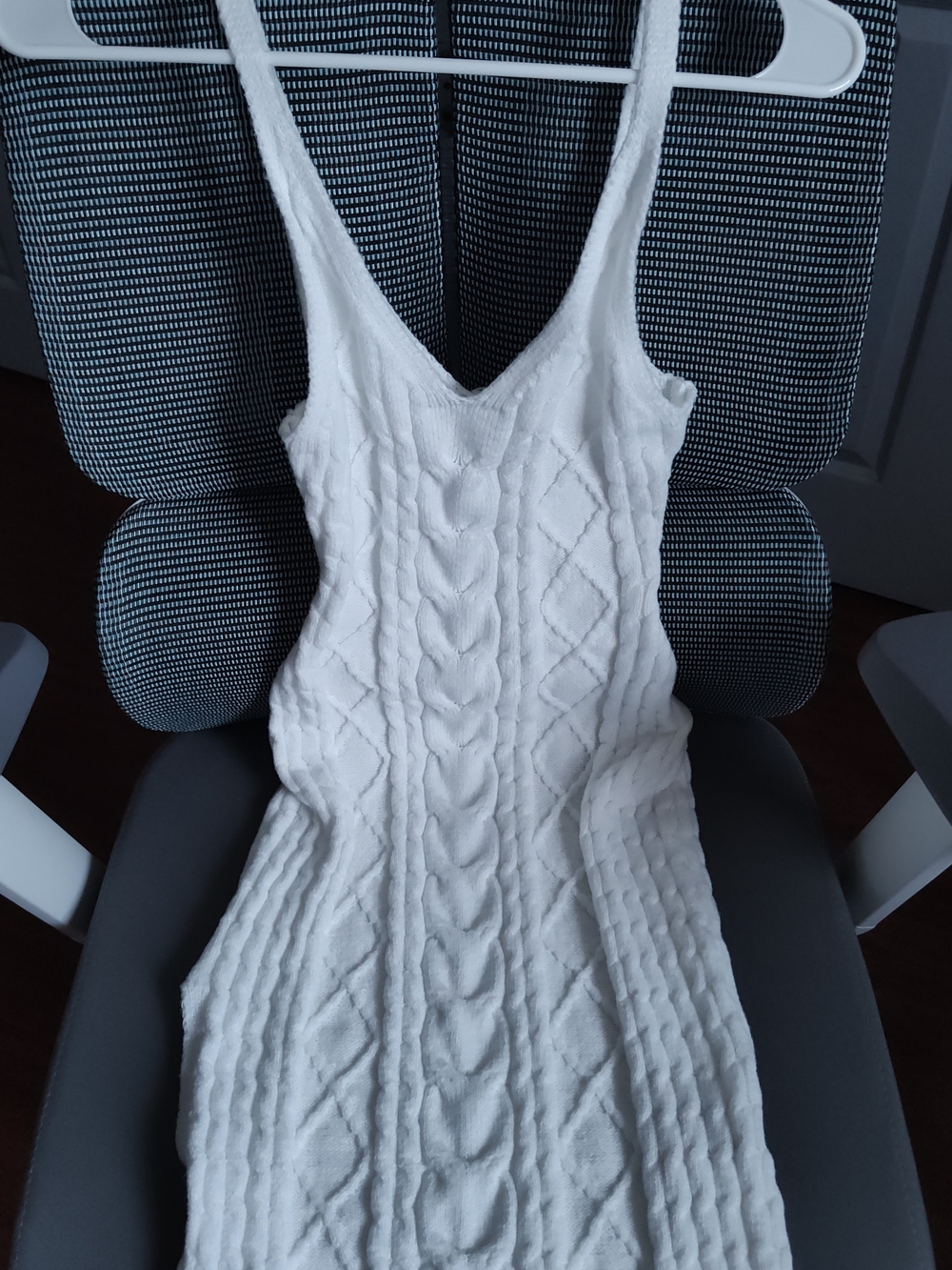 White Cable Knit Sleeveless Dress Size S